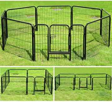 WOLTU HT2031m1-a Welpenzaun 8 Elemente Welpenauslauf Absperrgitter Freigehege Laufgitter Hunde Welpen Metall 61x77cm