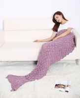 Warm und weich Meerjungfrau Schwanz Decke von aiqi, Handwerk Crochet Snuggle Cozy Fleece Sofa Bett Schlafsäcke, ideal Geschenke für Familienmitglieder oder Freunde, Pale Pinkish Purple, M by aiqi