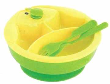 Warmhalteteller Teller + Besteck Essensset Baby — Warmes Wasser rein – und das Essen bleibt lange warm!