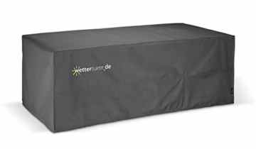 Wettertüte Premium 130 x 180 x 75 (BxLxH) Gartenmöbel Gartentisch Abdeckung Abdeckplane Schutzhülle mit UV Schutz, ohne PVC, wasserdicht, winddicht, atmungsaktiv, winterfest, frostsicher, Haube