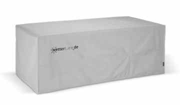 Wettertüte Premium 130 x 200 x 75 (BxLxH) Gartenmöbel Gartentisch Abdeckung Abdeckplane Schutzhülle mit UV Schutz, ohne PVC, wasserdicht, winddicht, atmungsaktiv, winterfest, frostsicher, Haube