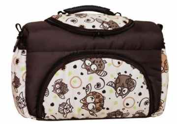 Wickeltasche PIA von Baby-Joy XXXL Übergröße Braun Beige Eule I Windeltasche Pflegetasche Babytasche Tragetasche TP-21