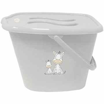 Windeleimer Zebra mit Deckel und Griff, 24×35 cm, weiß-grau, weiche Kanten: Baby Griff Eimer Pflege Windeln Badeeimer Mülleimer Deckel