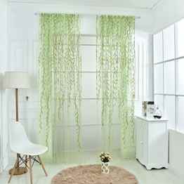 Wingogo Vorhänge Weide Blätter Muster Ländlichen Stil Offset Blind bedruckt Glas Garn für Wohnzimmer Schlafzimmer