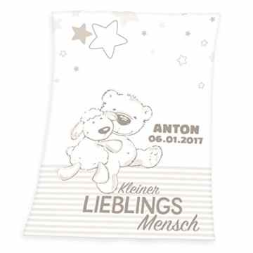 Wolimbo Flausch Babydecke mit Ihrem Wunsch-Namen und Motiv – personalisierte / individuelle Geschenke für Babys und Kinder zur Geburt, Taufe und Geburtstag – 75×100 cm für Mädchen und Jungen