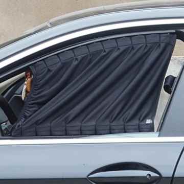 XFAY 2 x Auto Seitenscheibe Vorhänge Schade Sonnenschutz KFZ mit 3M Klebstoff ca. 50x44cm ( Schwarz )