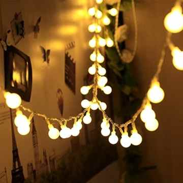 YOEEKU LED Globe Lichterkette Innen Deko Glühbirne 10 Meter 100er DC 31V [Energieklasse A+++] (Warmweiß)