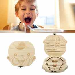 Zahn Box, LuckyFine Baby Zähne Speichern Holzkisten Laubmilchzähne Box Zähne Aufbewahrungsbox boy