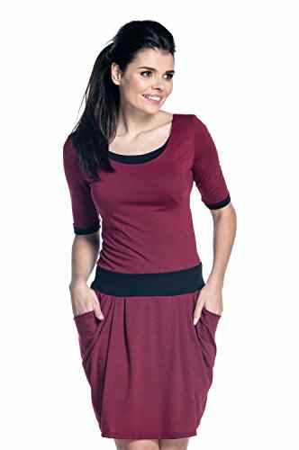 Zeta Ville – Lagenkleid Seitentaschen Kontrastdetails Stillzeit – Damen – 698c