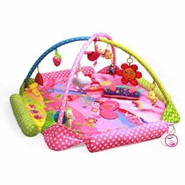 Zicac Baby Spielmatte 130*130*60 cm Erlebnisdecke mit Superweiche Gewebe Babybett mit 9 Klein Spielzeug Spielmatte für Baby