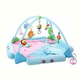Zicac Baby Spielmatte mit Superweiche Gewebe 120*120*60 cm Erlebnisdecke Babybett mit 9 Klein Spielzeug Spielmatte für Baby