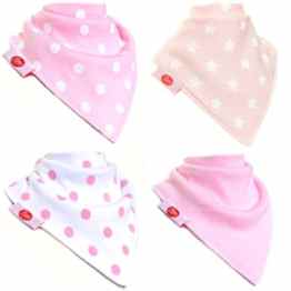 Zippy Bandana-Lätzchen für Babys und Kleinkinder, Weiß / Rosa, 4-er Set