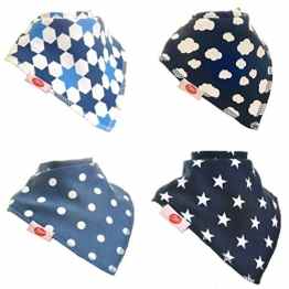 Zippy Fun Baby und Kleinkind Bandana Lätzchen – saugfähig 100% Baumwolle vorne Dribble Lätzchen mit verstellbaren Trägern (4 Stück Geschenk-Set) Just Blues
