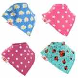 Zippy Fun Baby und Kleinkind Bandana Lätzchen – saugfähig 100% Baumwolle vorne Dribble Lätzchen mit verstellbaren Trägern (4 Stück Geschenk-Set) Mädchen Funky Brights