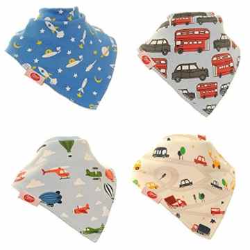 Zippy Fun Baby und Kleinkind Bandana Lätzchen – saugfähig 100% Baumwolle vorne Dribble Lätzchen mit verstellbaren Trägern (4 Stück Geschenk-Set) Zoom.