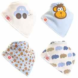 Zippy Fun Bandana Dribble Bibs for Baby Boys and Toddlers (Spring Summer set) (Pack of 4)
