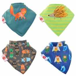 Zippy Lot de 4 bavoirs bandanas Motif animaux des bois