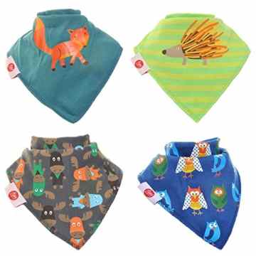 Zippy Lot de 4 bavoirs bandanas Motif animaux des bois