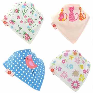 Zippy Lätzchen für Mädchen, Halstuchform, witzige Designs, 4-teiliges Set