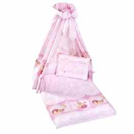 ZÖLLNER 4-tlg. Babybettausstattung Kuschelbär Bettzubehör, rosé