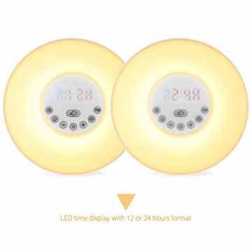 Amagle Wake Up Light Wecker Lichtwecker Geschenk Wecker mit Licht Reisewecker Nachtlicht 10 Helligkeitstufen und 7 Lichtfarben auswählen zur einen schönen Morgen ideal für Kinder, Geburtstag und Urlaub Geschenk (Sonnenaufgangssimulator, Sonnenuntergangsfunktion mit UKW Radio) -