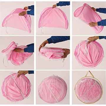 ASIV Reisen Babybett Babyreisebett mit Matratze, Moskitonetz, Kissen, Musik-box und Mesh-Tasche, 108 x 65 x 52 cm, Rosa -