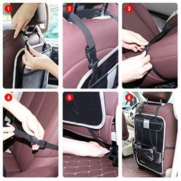 Auto Rückenlehnschutz Autositz-Schutz mit 9 Aufbewahrungstaschen aus Oxford Tuch in universeller Passform -