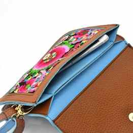 Aztec Stickerei Tasche Beutel Vandot PU Leder Embroidery Aztek Nation Retro Shopper Umhängetasche Shoulder Bag Schultertasche Handmade Malerei Schmetterling Blumen Mädchen Damen Handtasche Brieftasche Geldbörse Wallet Portemonnaie Kosmetiktasche Hipster Rucksack Touch Screen für Smart Phone Make Up Kreditkarte Reise Sport Freizei + Pom Pom Ball – Horizontal Schwarz -