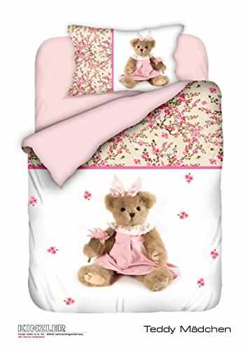 Baby Bettwäsche Renforce Teddy Mädchen in rosa 100×135 + 40×60 cm -
