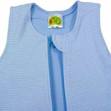 Baby + Kleinkind Schlafsack Ringelstreifen hellblau, leicht + luftig für wärmere Tage, 4-Jahreszeiten-Baumwolle -