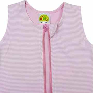 Baby + Kleinkind Schlafsack Ringelstreifen hellrosa, wattiert + warm gefüttert für kühlere Tage, 4-Jahreszeiten-Baumwolle -