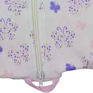 Baby + Kleinkind Schlafsack Schmetterling, flieder/rosa/lila, leicht + luftig für wärmere Tage, 4-Jahreszeiten-Baumwolle -