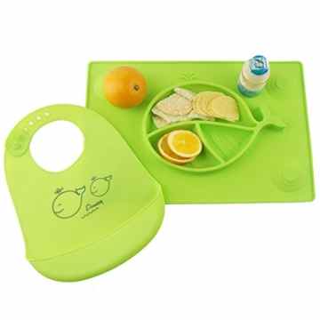 baby lätzchen Wasserdichte Lätzchen und Babyteller , silikon Tischset , Platzmatte aus Silikon für Baby und Kleinkinder Satz aus 2 Farben