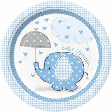 BABY SHOWER UMBRELLAPHANTS (BOYS) – Plates/Platten (8pk) -