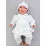 Baby Taufbekleidung Taufkleid Mädchen 4-tlg. Set Taufanzug Jäckchen Hose Wickelhemd Mütze Taufkleidung -