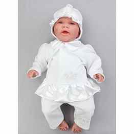 Baby Taufbekleidung Taufkleid Mädchen 4-tlg. Set Taufanzug Jäckchen Hose Wickelhemd Mütze Taufkleidung -
