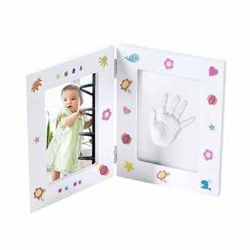 BABY-WALZ Gipsabdruck Set mit Bilderrahmen Fotorahmen, weiß -