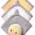 Baby-Waschlappen mit Schwamm – Set 3-teilig aud Velour 100% Baumwolle 7311 -