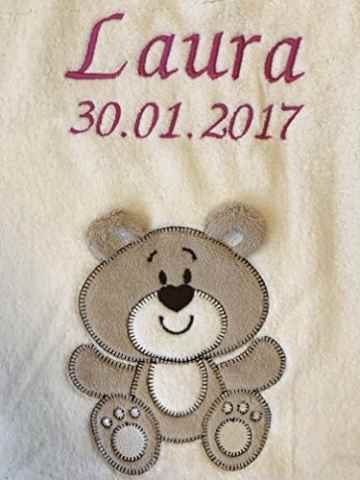 Babydecke bestickt mit Name und Geburtsdatum / kuschelig weich / 1A Qualität -