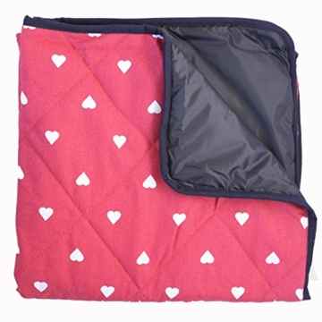 Babydecke Outdoor – Rot mit weißen Herzen (gepolstert) -