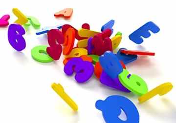Badespielzeug – Bade Buchstaben und Zahlen mit Badezimmer Spielzeug Organizer. Das Beste Lehrreiche Badespielzeug mit Hochwertigem Badezimmer Spielzeug Organizer und Ungiftigen BPA-freuen Schaumstoff Buchstaben. Das Perfekte Geschenk! -