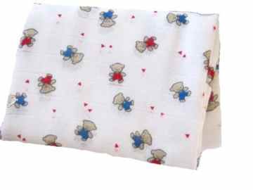 Baumwoll-Windeln bedruckt mit Teddys 80×80 cm 2er-Set -