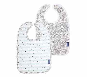 bébé-jou 3034103 Lätzchen mit Druckknopf, Hello Little One / Lucky Quotes, 2 Stück, weiß -