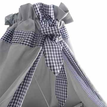 Beistellbett Kinderbett Gitter Himmelbett Babybett Bett Stillbett inkl. 8 tlg. Zubehör (Weiß/grau) -