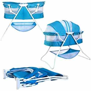 Beistellbett Reisebett Komfort Reisebett Little World flach klappbar Sichtfenster Aufbewahrungsnetz Babybett inklusive Matratze und 3-Positionshaube dreifach einstellbar Insektenschutz Türkis -