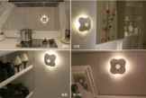 Bewegungs-Sensor-Nachtlicht, Lenova Eingebaute Lithium-batteriebetriebene nachladbare LED-Lichter haften überall innen, Safe für Kinder, groß für Wandschrank Treppen Badezimmer-Küche-Wächter (warmes Weiß) + Microfiber Reinigungstuch -