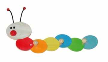 Bieco 23021947 – Kindergarderobe Raupe mit 3 Haken, ca. 38 cm -
