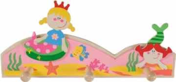 Bieco – Garderobe, aus Holz, Pirat oder Meerjungfrau, 3 Aufhänger -