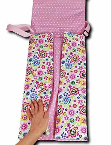 boubalou Wickelwunder „Flower Power on Tour“ – Die kompakte Wickeltasche mit gepolsteter Wickelauflage, als Einhandwickler mit einer Hand zu bedienen -