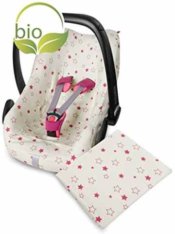 ByBoom® – Sommerbezug für Babyschale z.B. Maxi-Cosi mit Babydecke 70×100 cm aus 100% BIO-BAUMWOLLE mit Motiv; VORTEILSPACK -